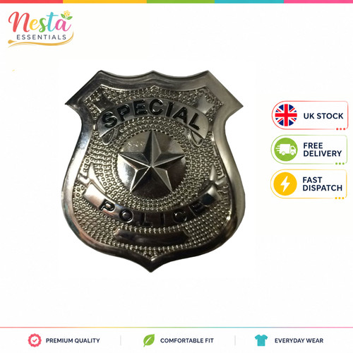 Silver metal police badge - metal,