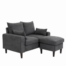 Panana Small Fabric Loveseat Sofa Upholstered Couch Settee with Ottoman Set