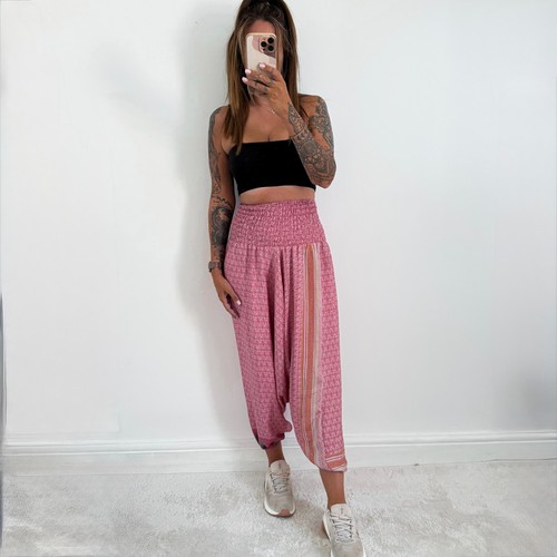 Ladies pink harem trousers - ladies,