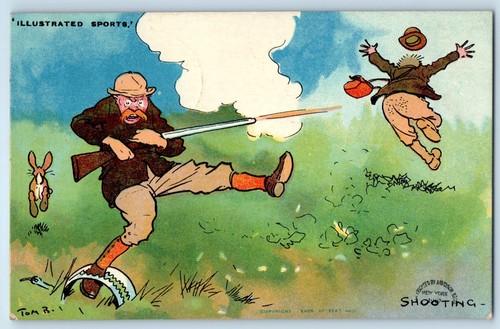 1908 humor man hunting trap - humor,