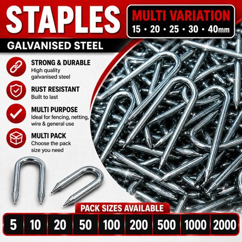 Netting staples galvanised - staples, u