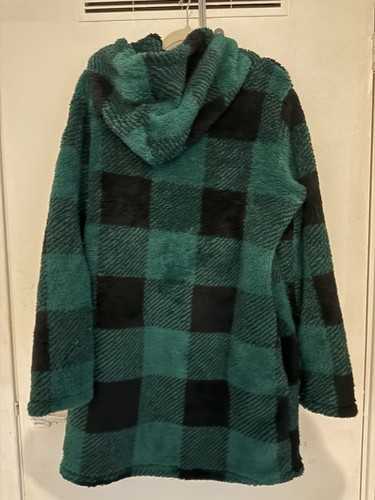 Women plaid fleece hooded - women's,