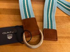Gant Mens Striped Webbing Topaz Blue Belt Size Small/Medium 40" New & Tags