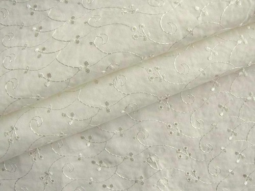 Batiste fabric with embroidery - with,