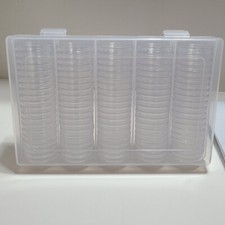 100* 30mm Round Coin Storage Box Clear Plastic Cases Capsules Holder Applied