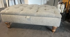 Buttoned Chunky Weave Mid Grey Next Medium Footstool