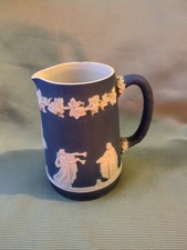Adams Pottery Jasperware Tunstall Jug  Blue White 12x6.5cm