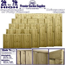 MADE TO MEASURE Wooden PAIR Driveway Gates Capped Flat Top Feather Edge Front