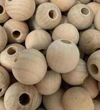Macramé ,Wooden Beads, 30 mm , Shaped Natural Beads - Hole 8 mm - 10 beads W191