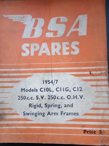 Bsa spares catalogue for - bsa, 250cc