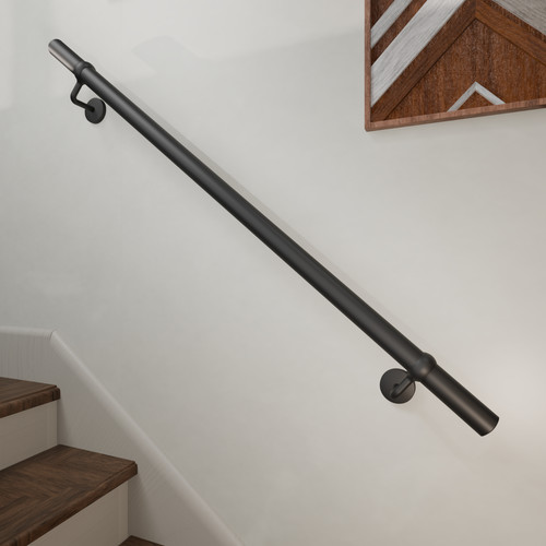 Matt black stair - stair, handrail