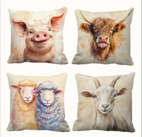 4pc set farm animals - animals, cushion