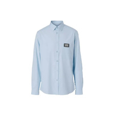 Authen. NEW BURBERRY LOGO Men's Light Blue SOLOMAN Long Sleeve Button Shirt XXXL