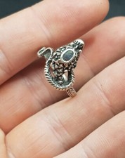 Sterling 925 Silver Snake Serpent Ring Set With Paua Shell. UK Size P 1/2. ??