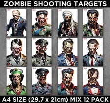 A4 ZOMBIE SHOOTING TARGETS Tactical Pistol Gun Airsoft Air Rifle BB MIXED 12 Pk