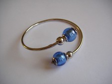 Antica Murrina Venezia Sterling Silver Bypass Cuff Bracelet with Blue Glass Bead