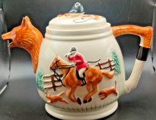 Vintage Portland Pottery Fox Hunting Scene Teapot