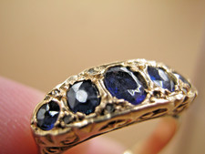 Antique 18ct Gold 5 Stone Sapphire & Diamond Ring Size P
