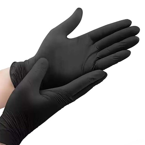 Black nitrile gloves - black,