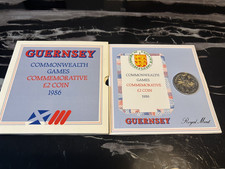 1986 GUERNSEY COMMONWEALTH GAMES BU TWO 2 POUND COIN PACK BU