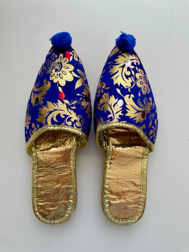Blue babouche henna shoes with - shoes,