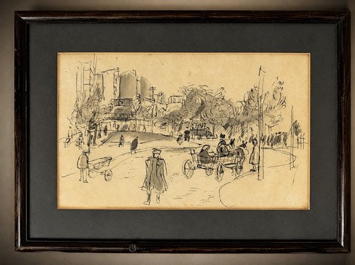 Antique ink wash street - antique,