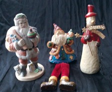 Snowman Father Christmas Santa Figurines 3 Christmas Decorations 