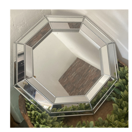 Silver octagonal mirrored - silver,
