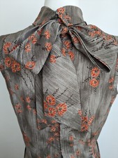 Vintage handmade maxi dress Autumn blossom elegant Audrey Hepburn Pussy Bow 