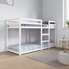 White Solid Wood Pine Bunk Bed Compact Space Saving Children's Bed 75x190 cm