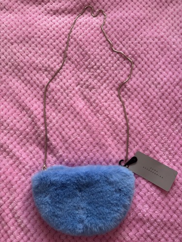 Zara blue furry bag with - furry,