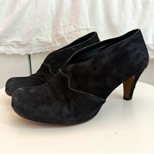 Clarks black suede court shoes - clarks,
