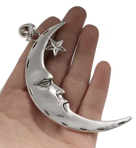 Large moon charm silver - moon,