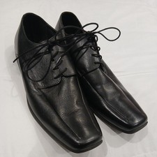 Tesco Mens F&F Leather Black Brogue Uk Size 11 Casual Dress Shoes