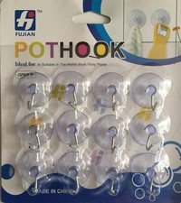 12x Clear Suction Hooks Strong