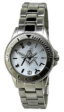 New Limited Edition White Dial Silver Tone Masonic Freemason Quartz Watch.