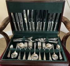 Superb George Butler Canteen of 84 Pieces of Silver Plated Cutlery for 8 Persons