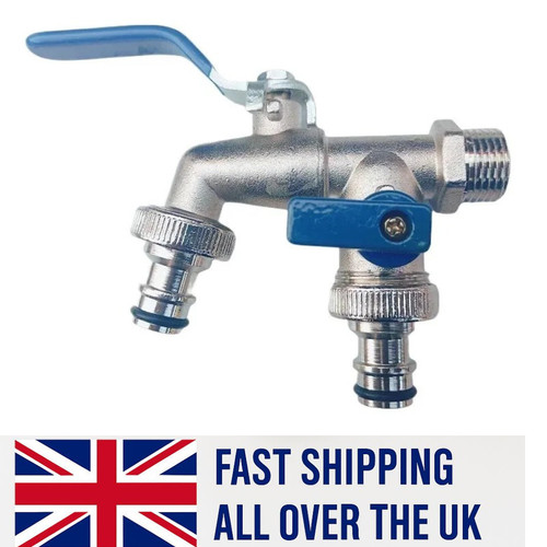 Double garden tap with - tap, 1/2