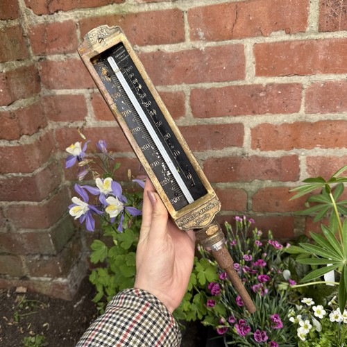 Antique brass thermometer - antique,