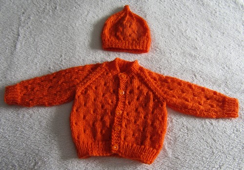 Hand knitted patterned
