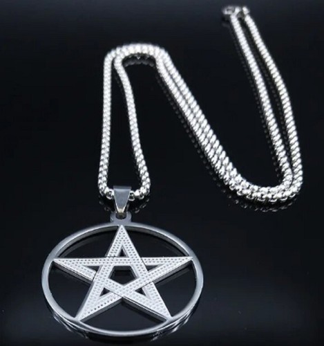Silver pentagram pendant - silver,