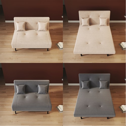 Khaki grey velvet - /, bed