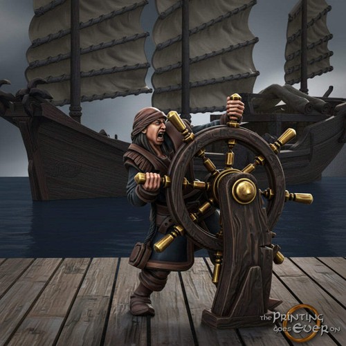 Pirate with ship - pirate, wheel