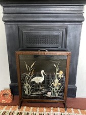 Vintage wooden fire screen - vintage,