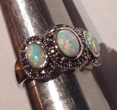 Sterling silver fire opal - silver,