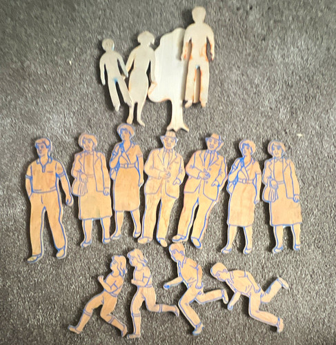 Wooden people figures cut - figures, cut-out