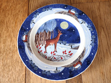 NEW Emma Bridgewater 8.5" plate MIDNIGHT DEER Winter Animals at Night Christmas