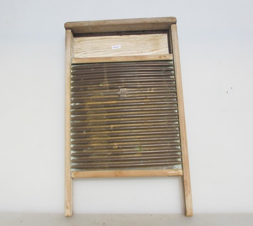 Antique wood brass washboard - antique,