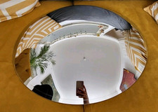 Pair of Glass silver large unframed Convex mirrors 49.5cm 