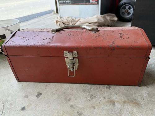 Vintage red metal cantilever - metal,